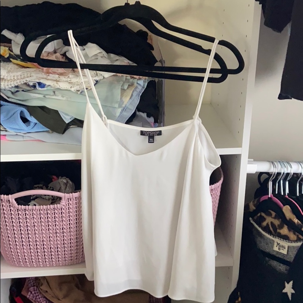 Topshop white chiffon tank